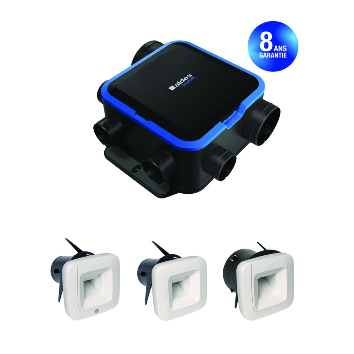 ALDES Kit VMC simple flux EasyHOME Hygroréglable Compact avec 3 bouches