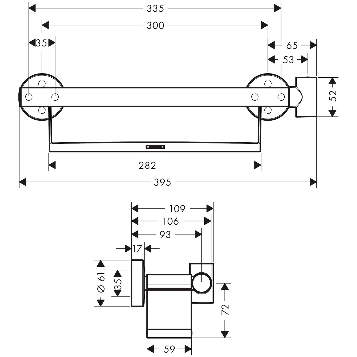 HANSGROHE Poignée d'appui Comfort avec tablette et support de douche 26328400