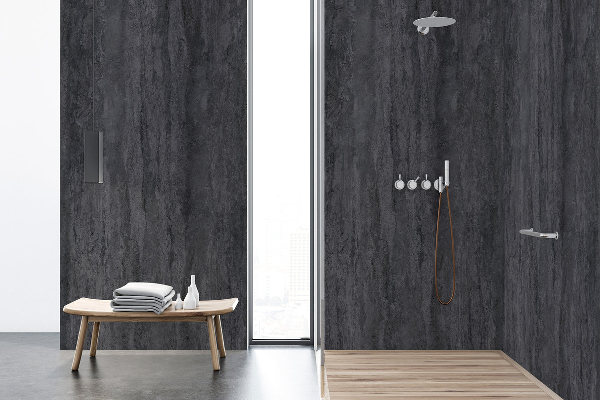 VIPANEL Panneau mural en alu-composite aspect pierre noir finition mat perlée