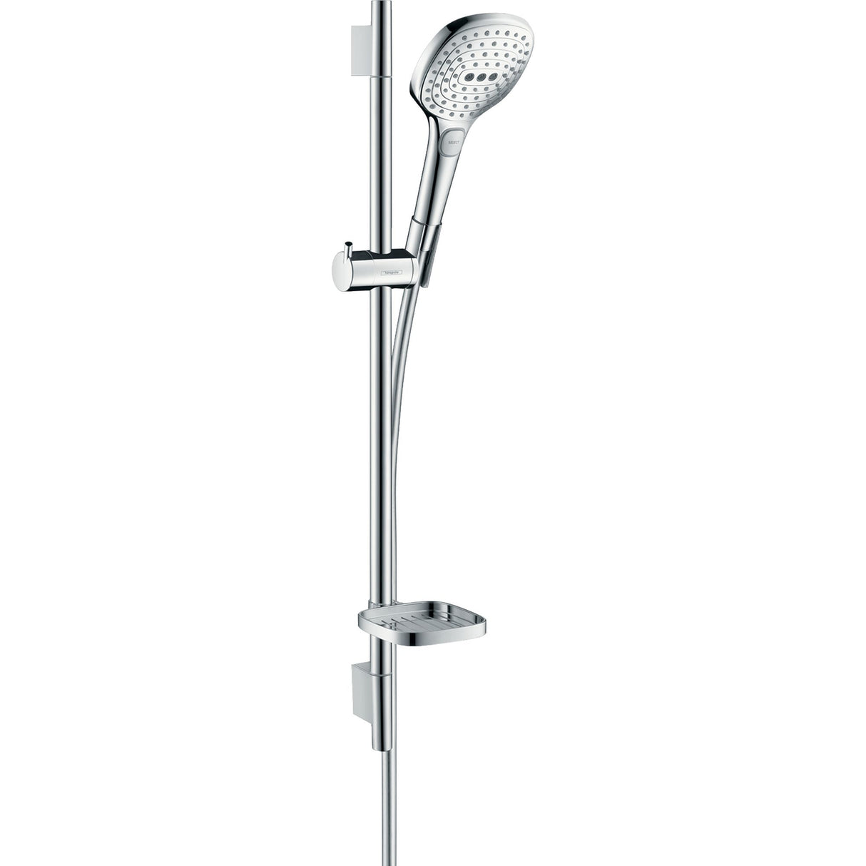 Barre de douche Hansgrohe, kit douchette, inox chromé argenté, design moderne.