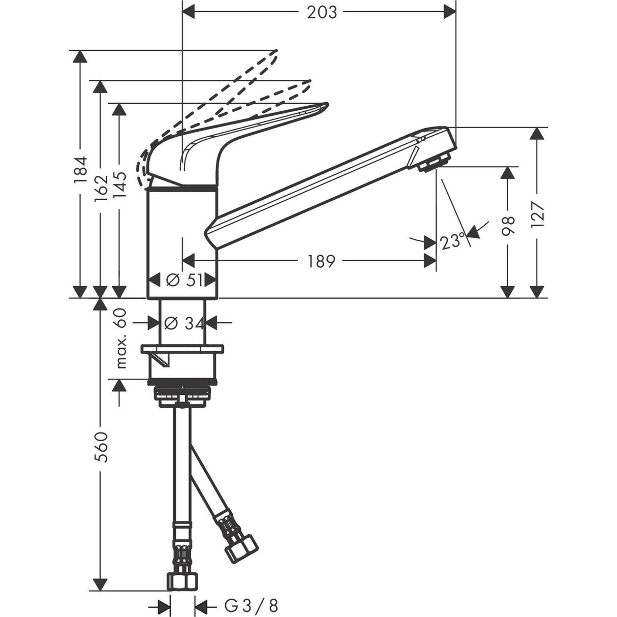 HANSGROHE Mitigeur de cuisine 100 1 jet Focus M42 CoolStart 71809000