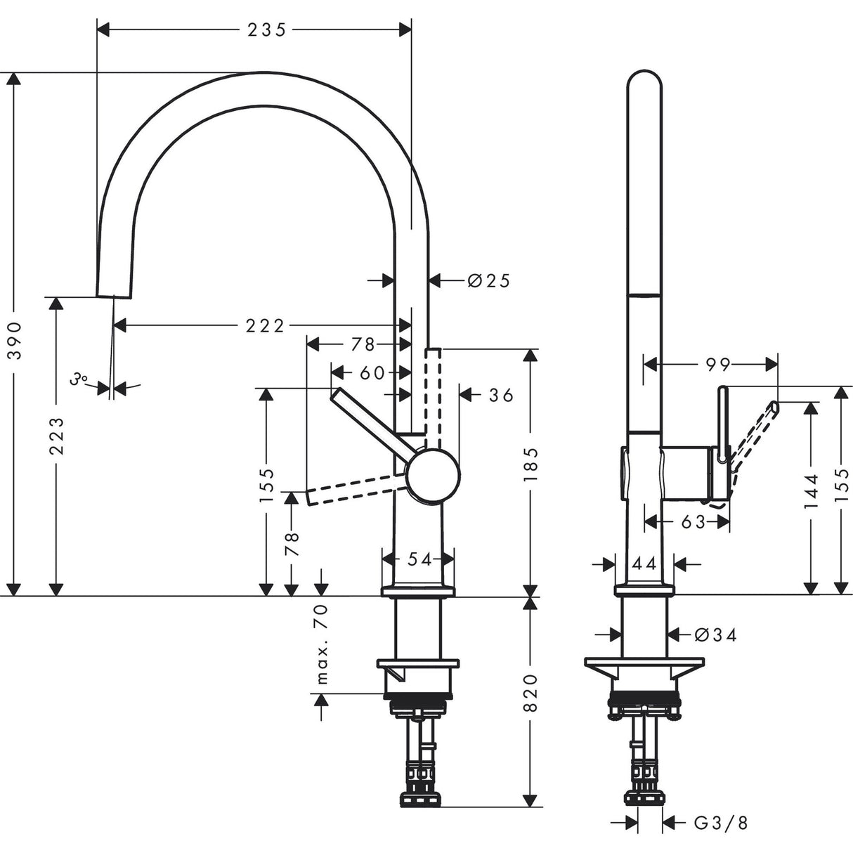 HANSGROHE Mitigeur de cuisine 220 1 jet Talis M54 72804000