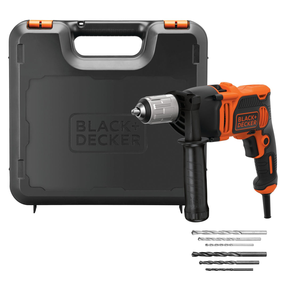 BLACK+DECKER Perceuse à percussion filaire 850W avec accessoires en coffret BEH850K-QS