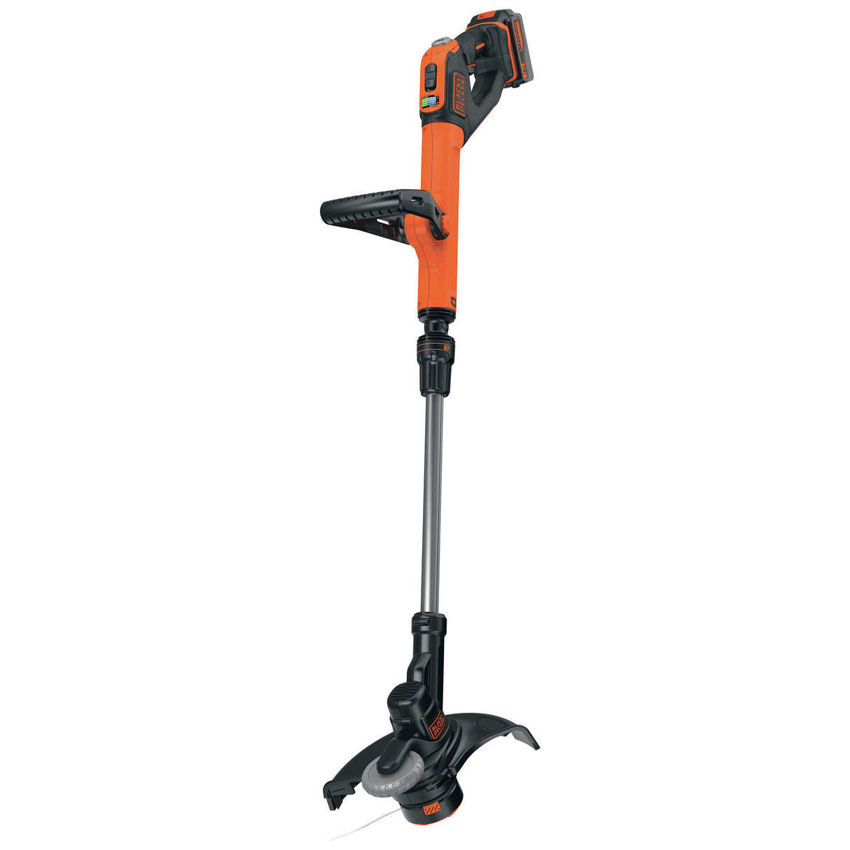 Coupe-bordure Black+Decker, outil de jardinage, couleur orange et noir.