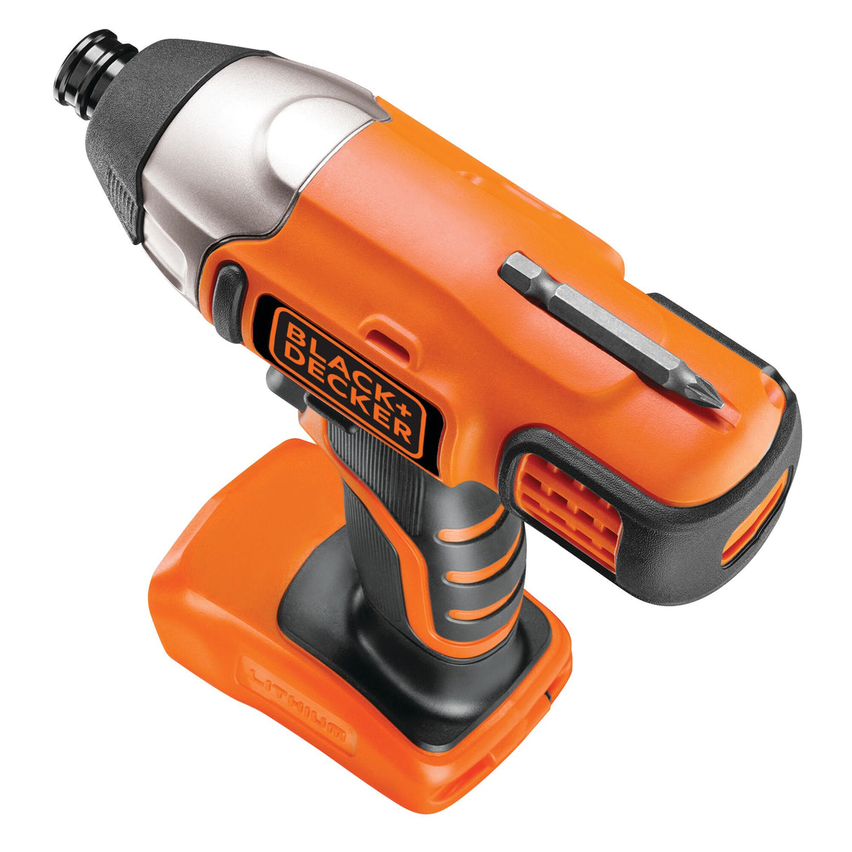 Visseuse BLACK+DECKER sans fil orange et noire, outil électroportatif.