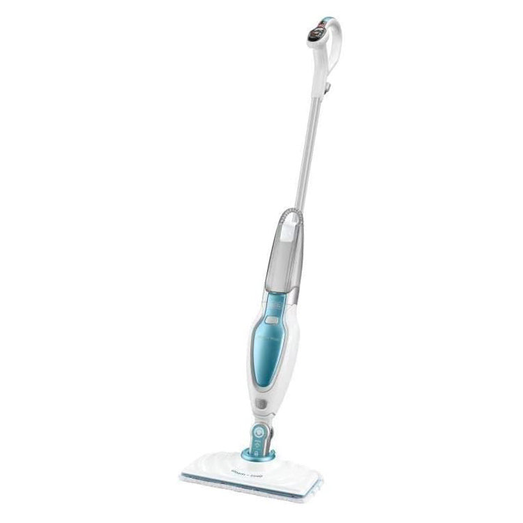 Balai vapeur Black+Decker, blanc et bleu, pour nettoyage des sols