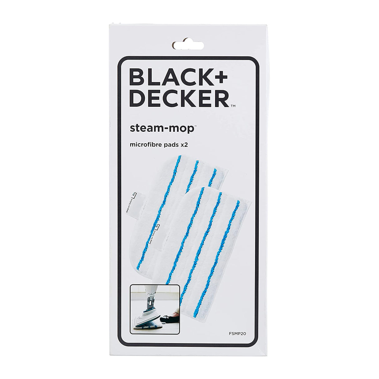 BLACK+DECKER Pack de 2 patins microfibre pour balais vapeur FSMP20-XJ