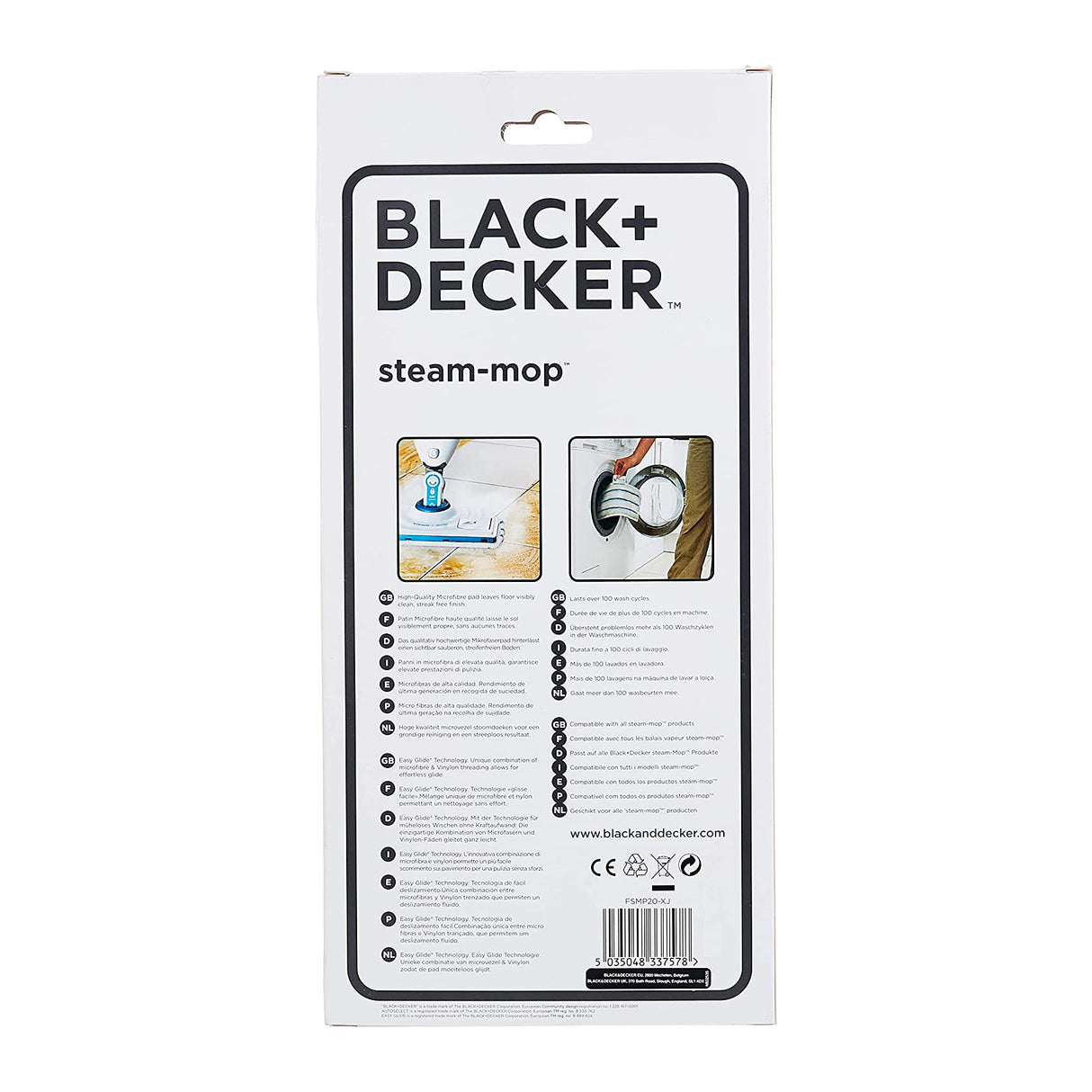 BLACK+DECKER Pack de 2 patins microfibre pour balais vapeur FSMP20-XJ