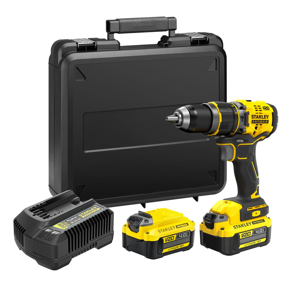 STANLEY FATMAX Perceuse-visseuse à percussion sans fil 18V 80Nm V20 2 batteries 4Ah SFMCD721D2K