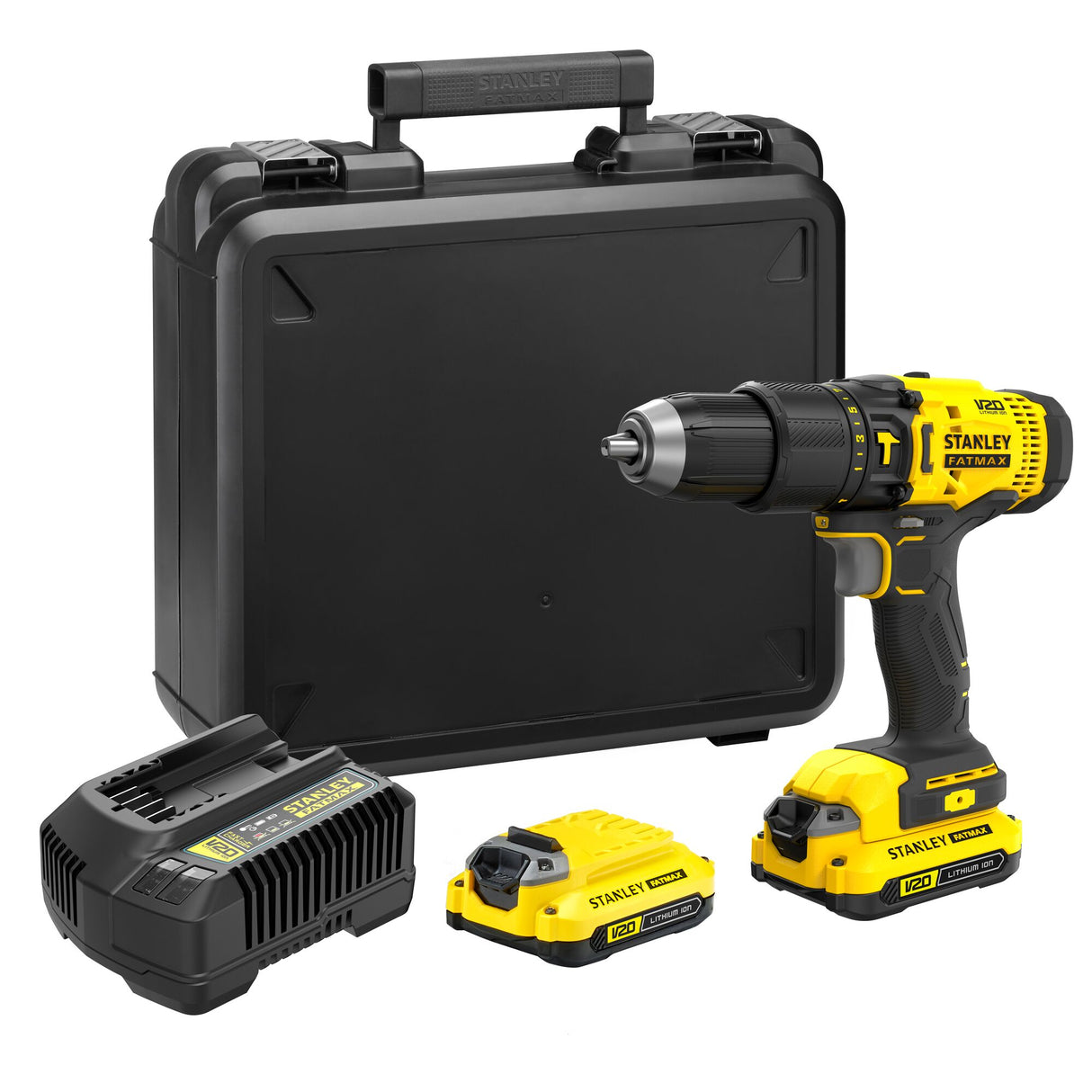 STANLEY FATMAX Perceuse-visseuse à percussion sans fil 18V 50Nm 2 batteries 1.5Ah V20