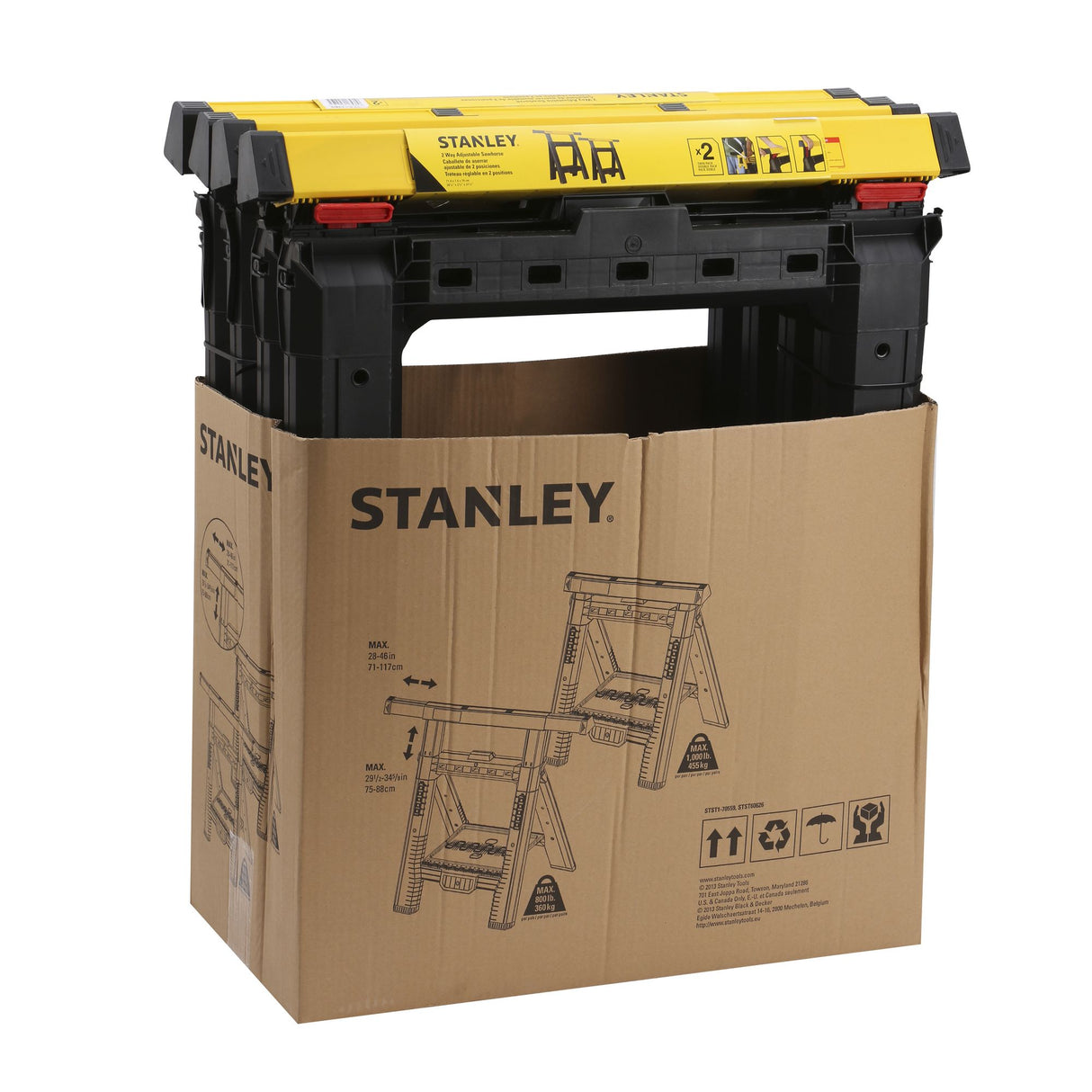 STANLEY Lot de 2 tréteaux pliables téléscopiques charge 450kg STST1-70559
