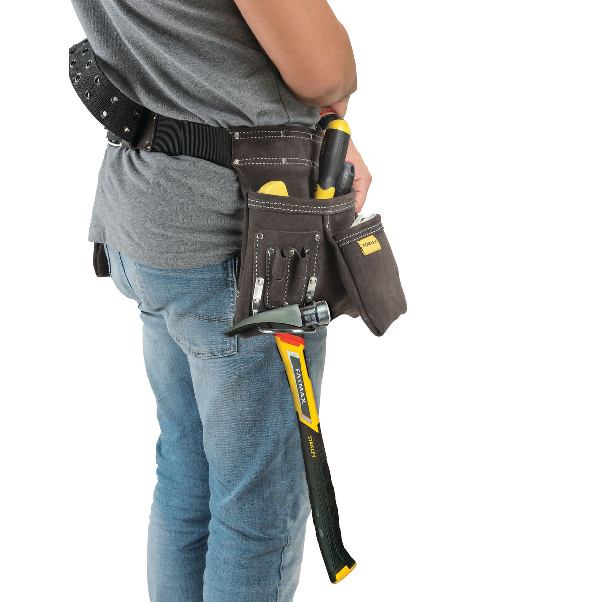 STANLEY Porte-outils et porte marteau cuir simple STST1-80114