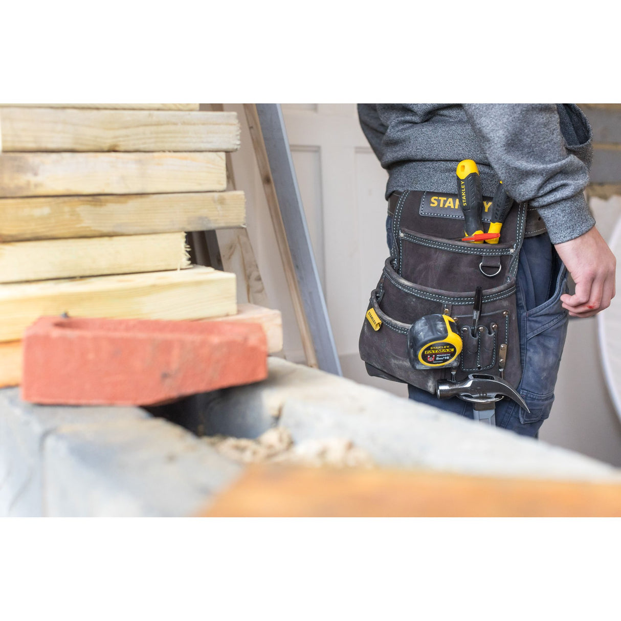 STANLEY Porte-outils et porte marteau cuir simple STST1-80114