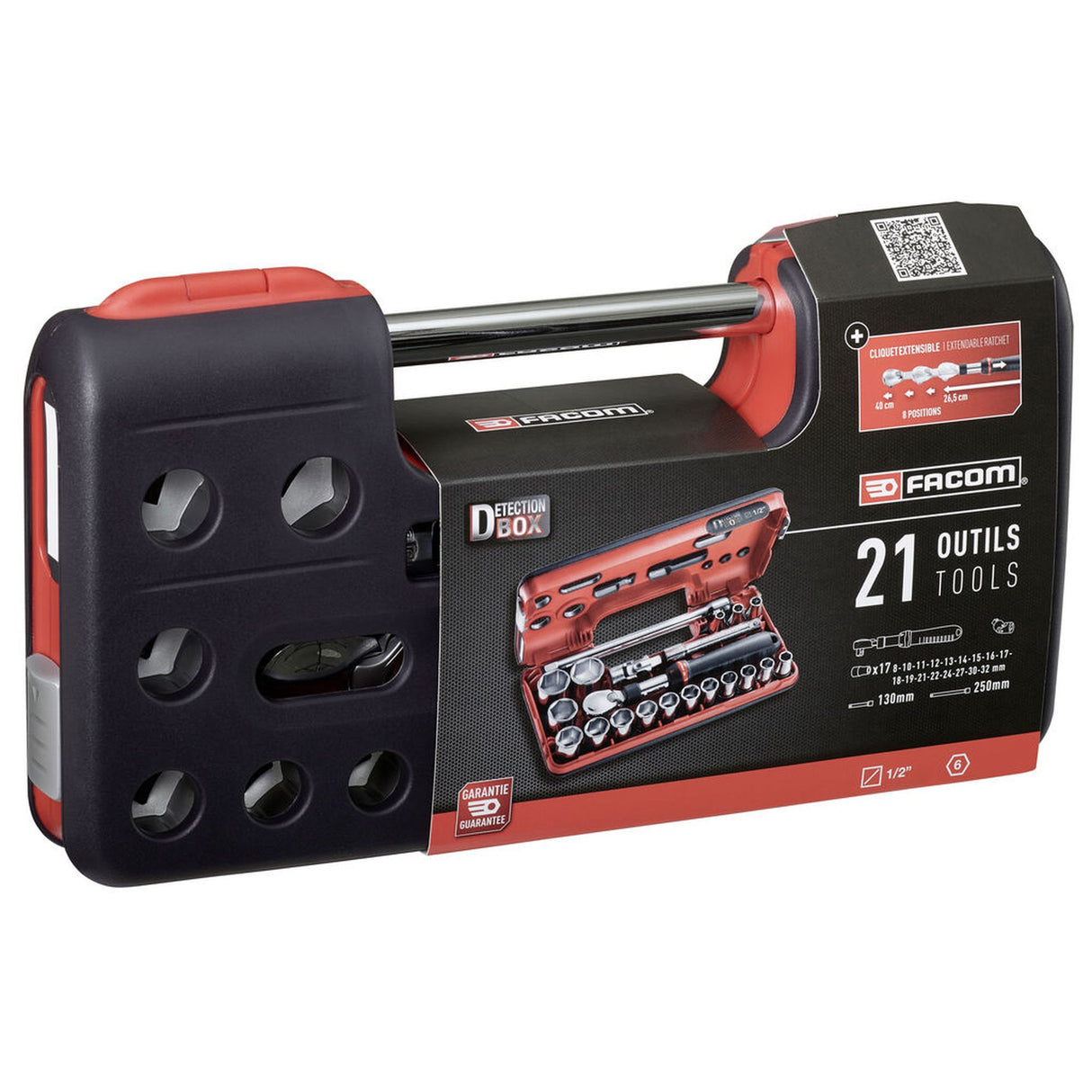 FACOM Coffret cliquet extensible 1/2” détection box métriques 6 pans SXL.DBOX1PB