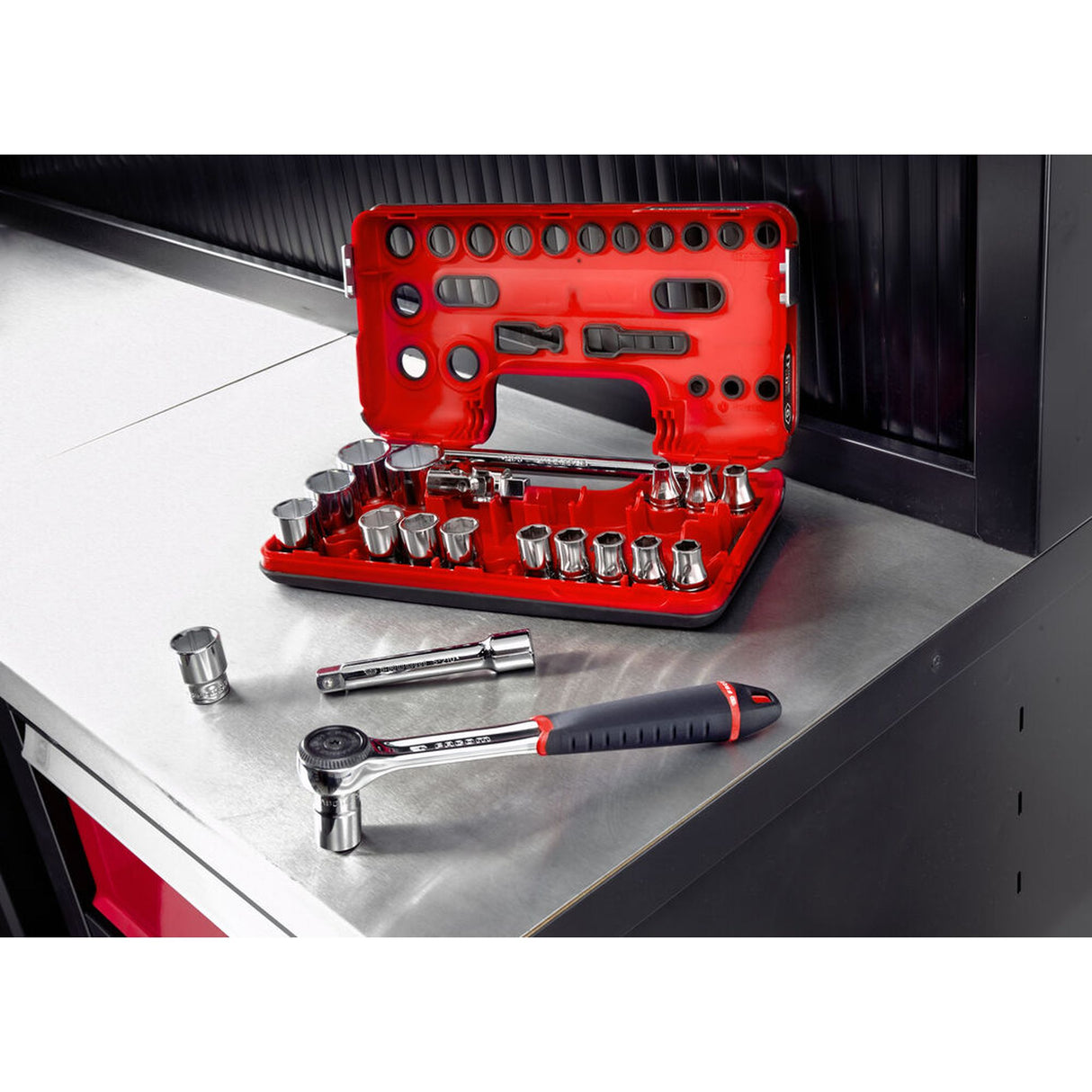 FACOM Coffret douilles 1/2" 6 pans métriques 21 pièces S.161DBOX1PB