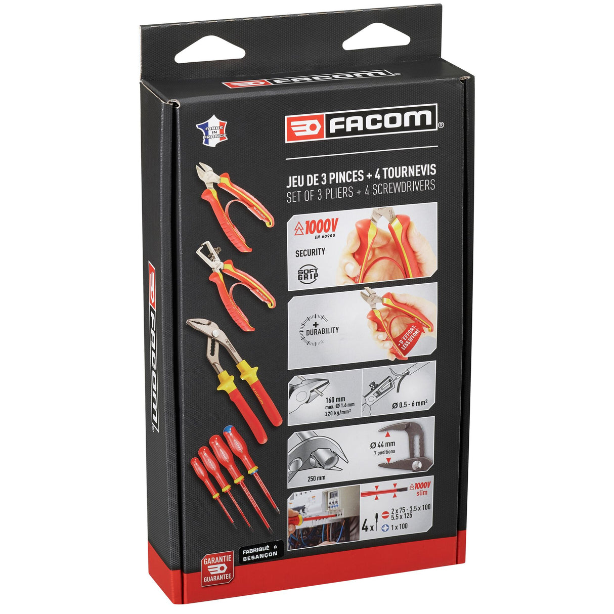 FACOM Jeu de 3 pinces et 4 tournevis isolés 1000V VE.A2PB