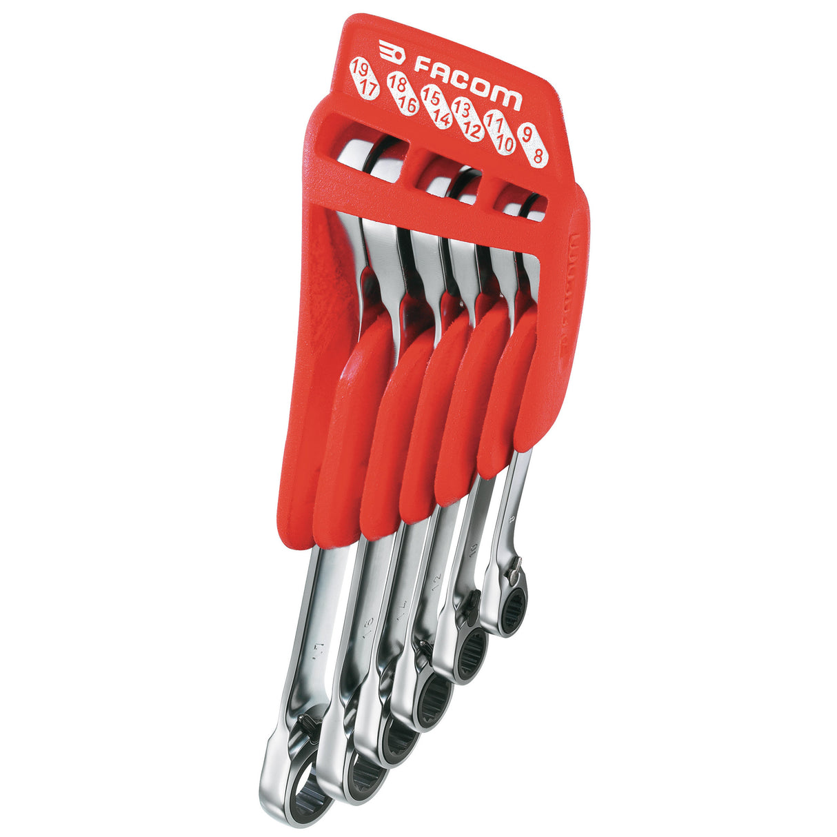 FACOM Jeu de 6 clés polygonales à cliquet tête 15° sur support 65.JP6PF