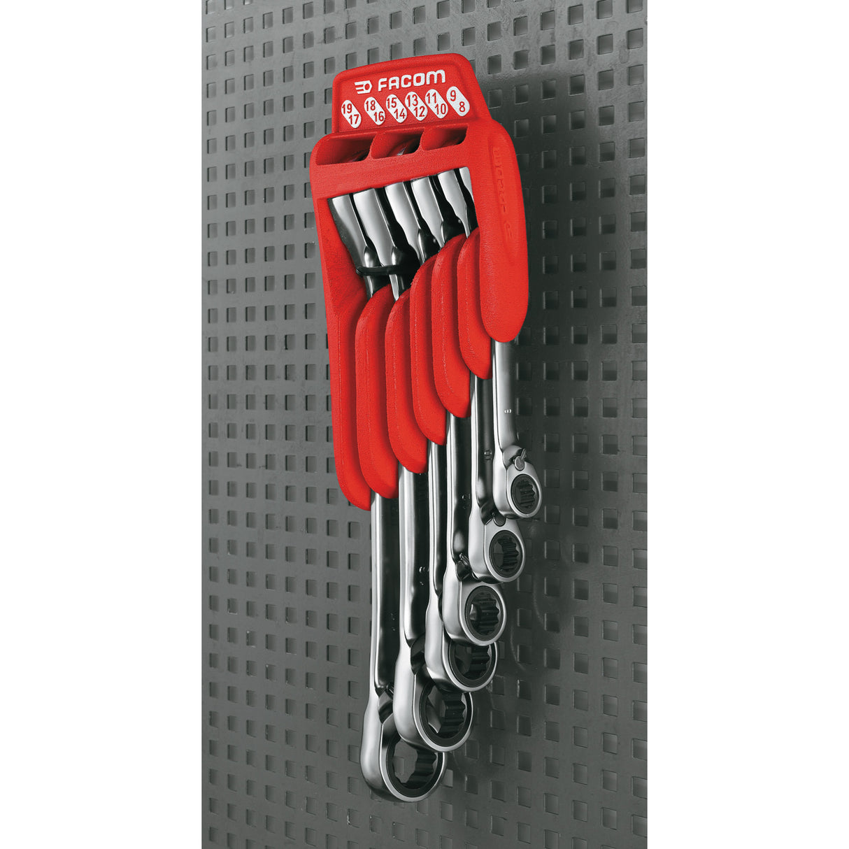 FACOM Jeu de 6 clés polygonales à cliquet tête 15° sur support 65.JP6PF