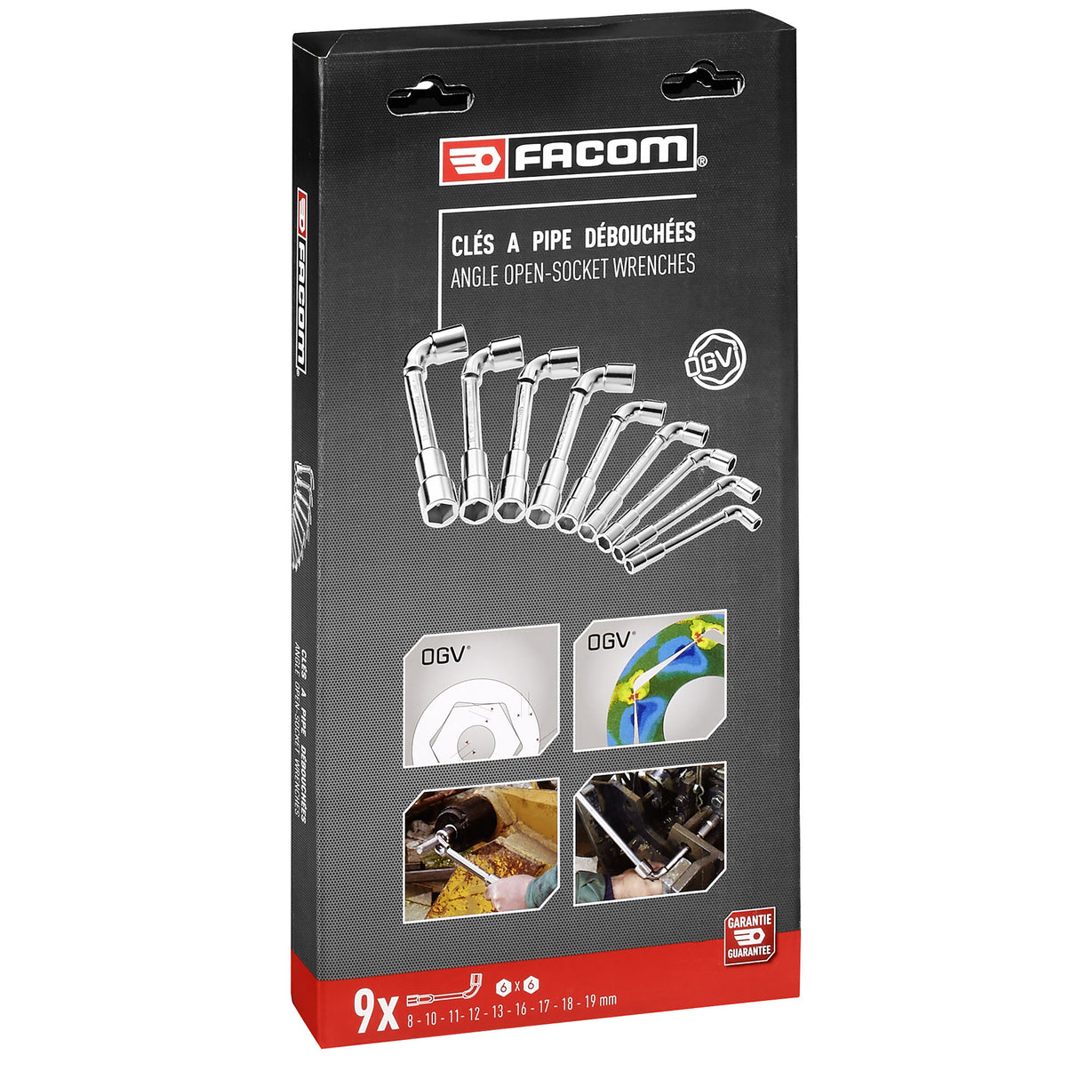 FACOM Jeu de 9 clés à pipe débouchées 75.J9PB