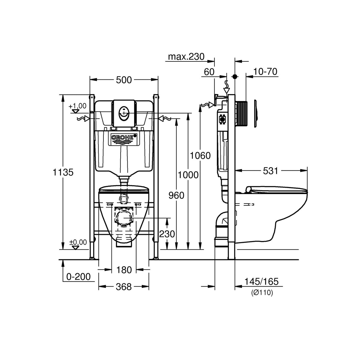 GROHE Pack WC suspendue Solido 39419000