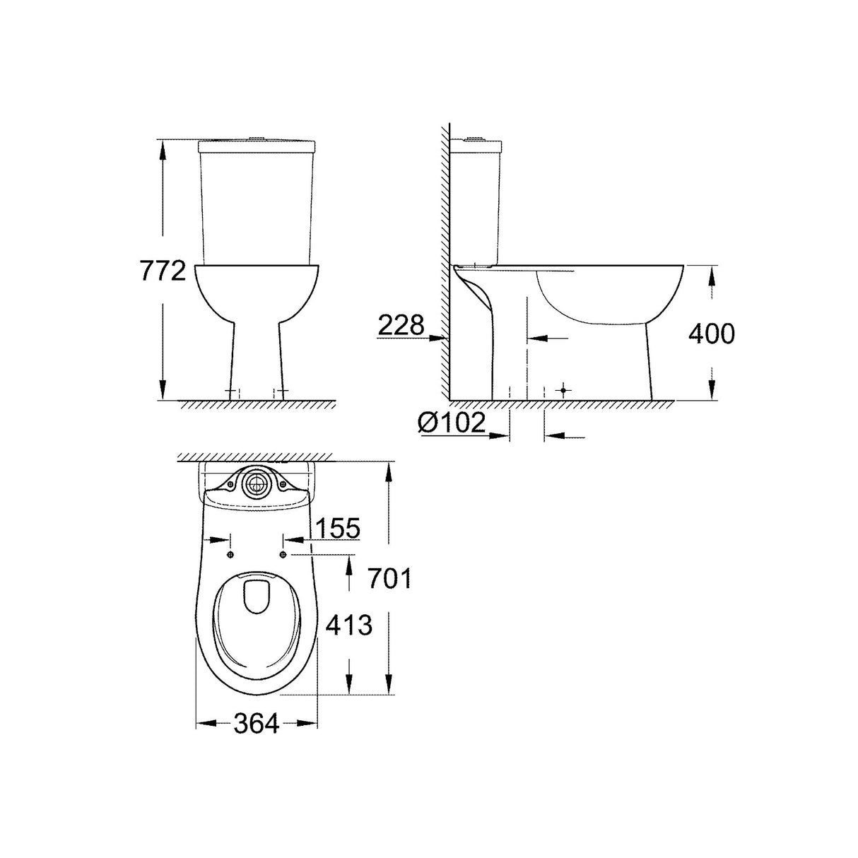 GROHE Cuvette WC à poser Bau Ceramic 39429000