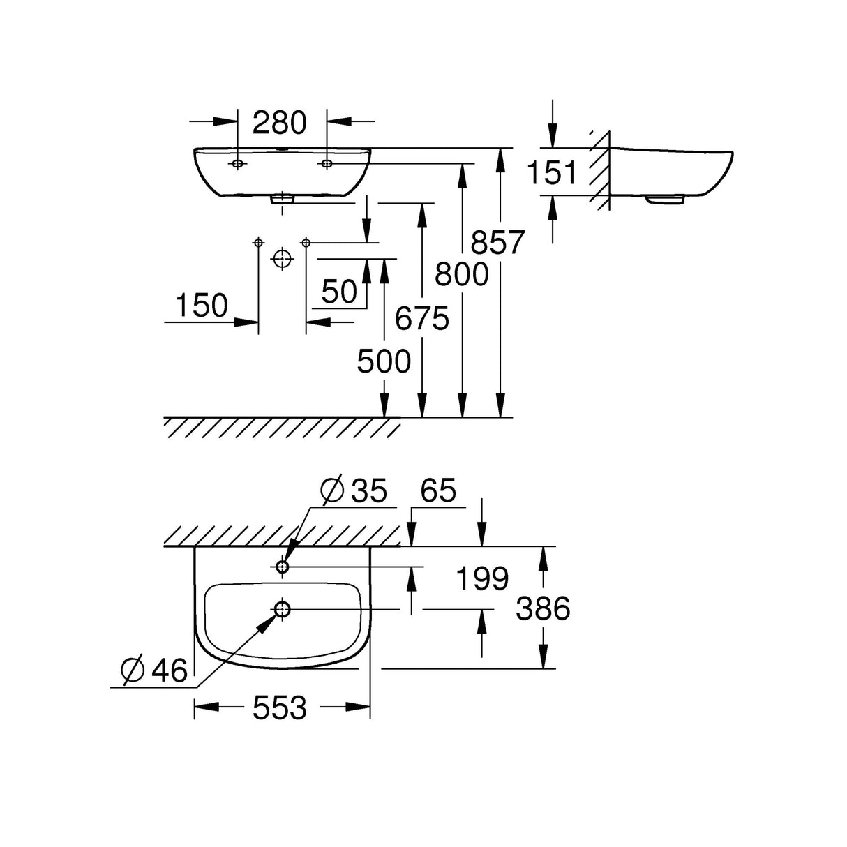 GROHE Lavabo suspendu Bau Ceramic 39440000