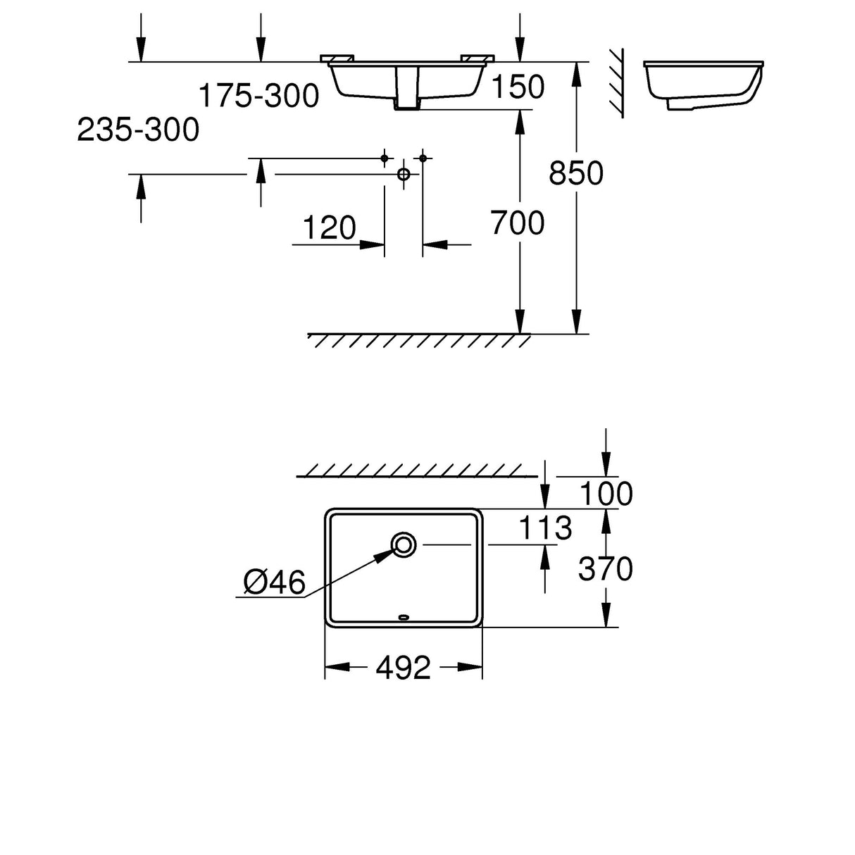GROHE Vasque à encastrer Cube Ceramic 3948000H