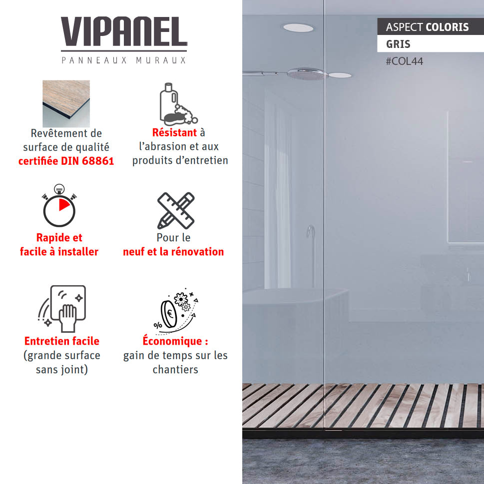 VIPANEL Panneau mural en alu-composite Gris uni finition mat perlée