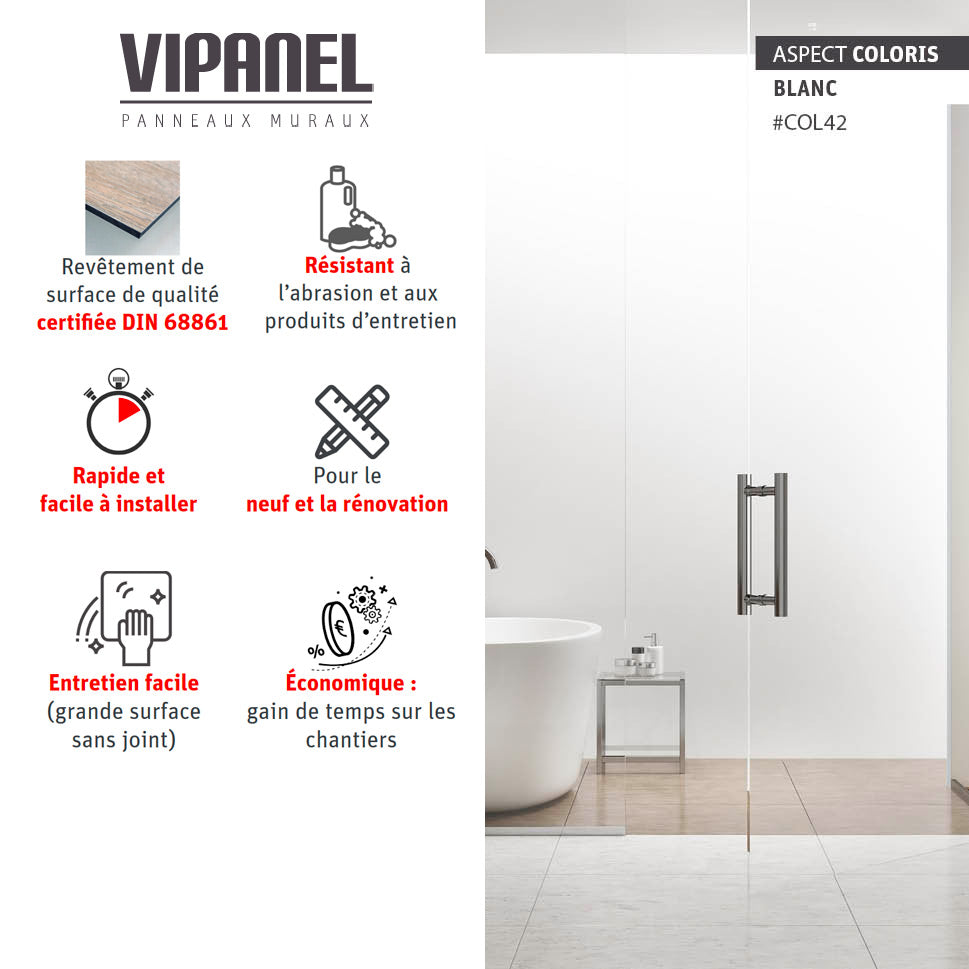 VIPANEL Panneau mural en alu-composite Blanc finition brillant