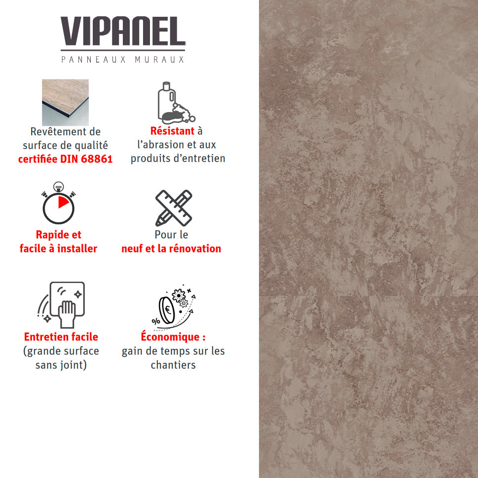 VIPANEL Panneau mural en alu-composite aspect marbre Emperador finition Velvet