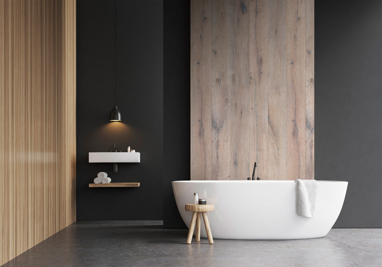 VIPANEL Panneau mural en alu-composite aspect bois coloris Chêne finition mat perlée