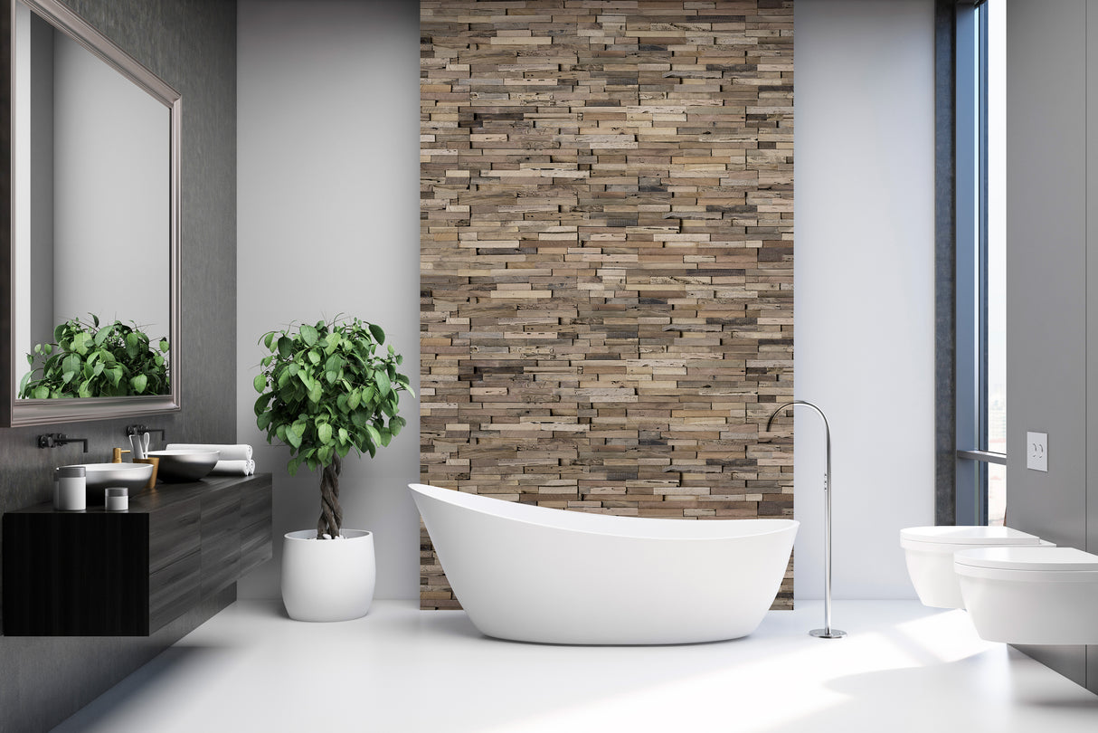 VIPANEL Panneau mural en alu-composite aspect bois coloris Acajou finition mat perlée