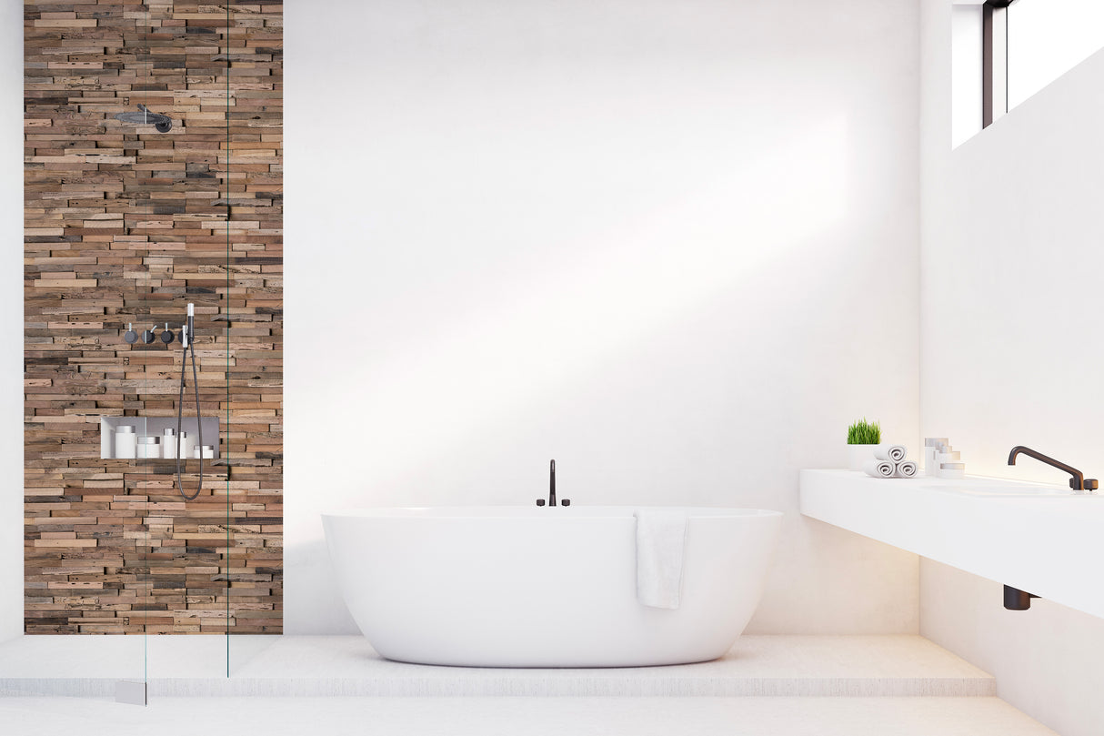 VIPANEL Panneau mural en alu-composite aspect bois coloris Acajou finition mat perlée