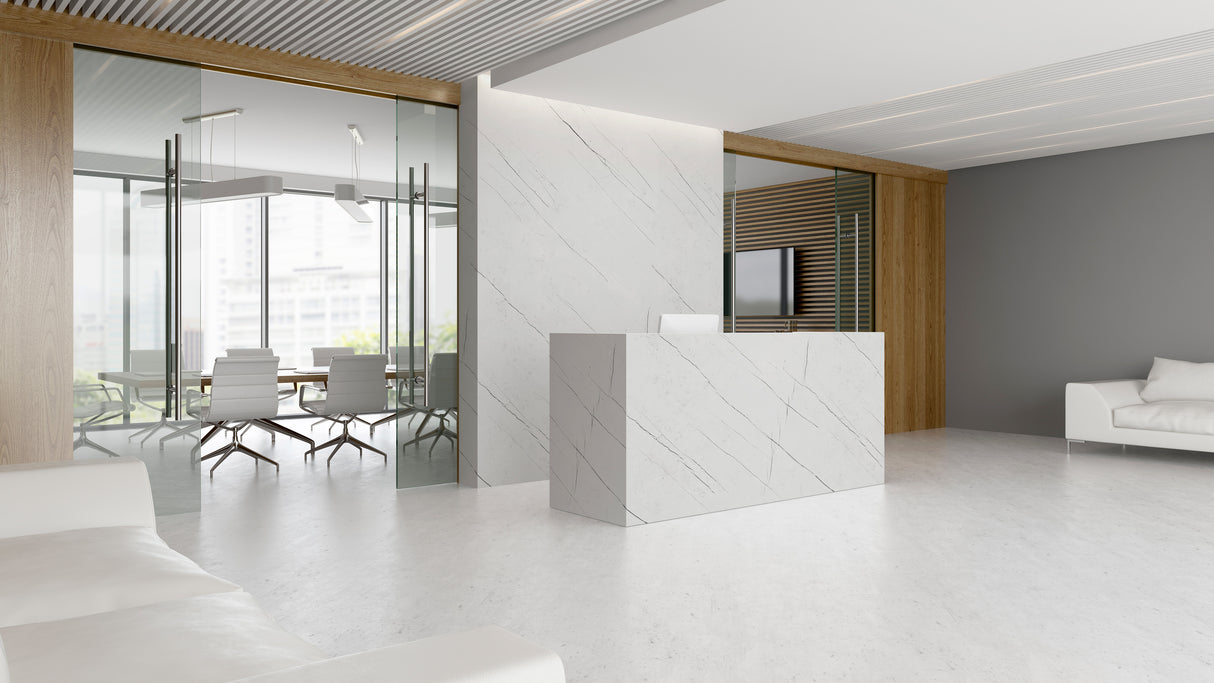 VIPANEL Panneau mural en alu-composite aspect Marbre Classico finition Mat Perlé