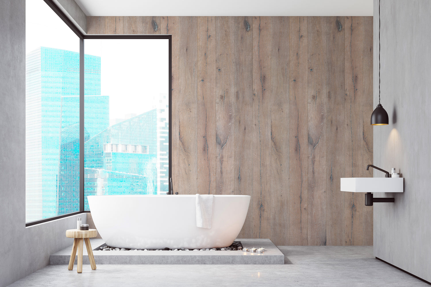 VIPANEL Panneau mural en alu-composite aspect bois coloris Chêne finition mat perlée