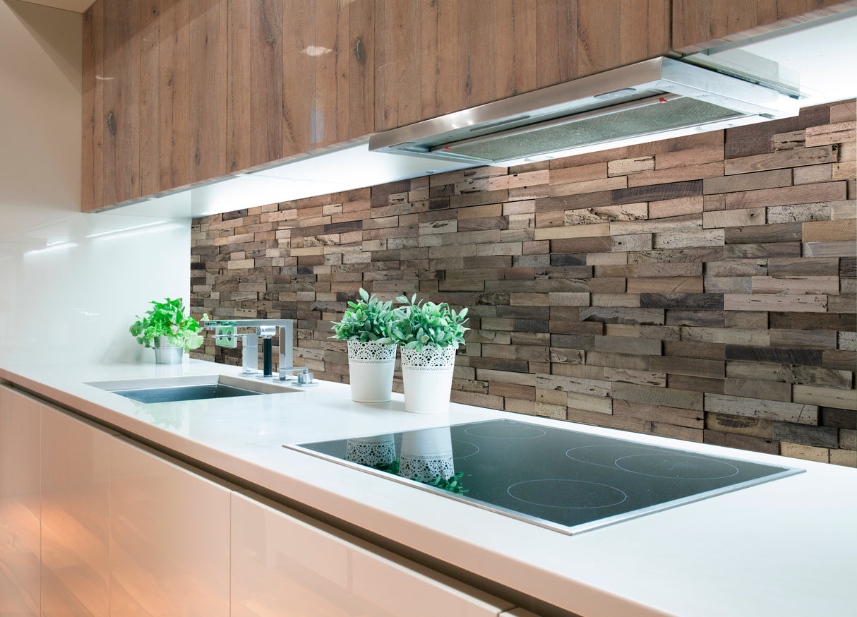 VIPANEL Panneau mural en alu-composite aspect bois coloris Acajou finition mat perlée