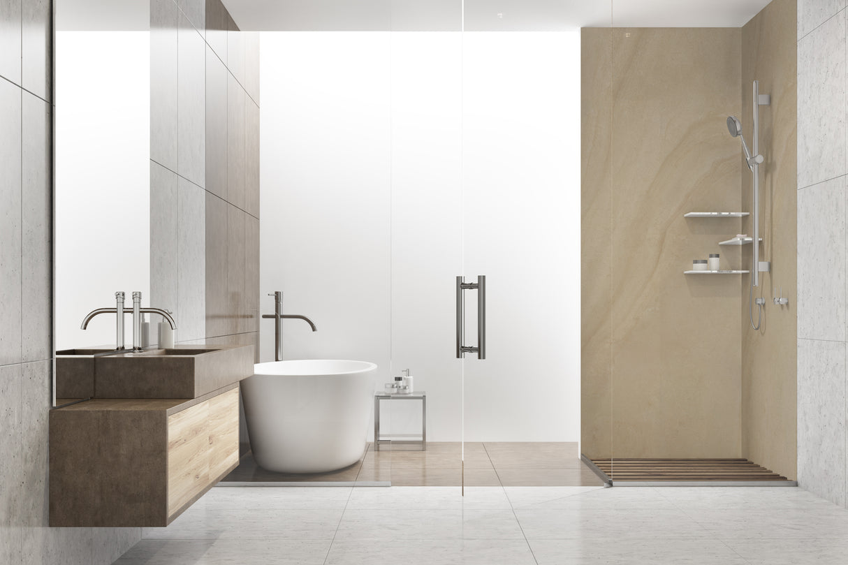 VIPANEL Panneau mural en alu-composite aspect pierre Beige finition mat perlée