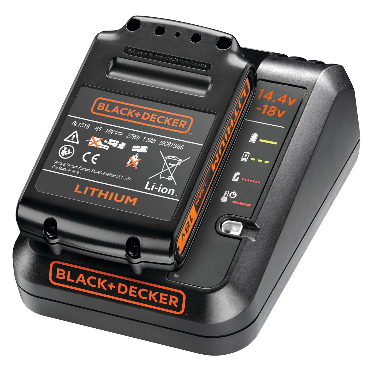 BLACK+DECKER Chargeur de batterie 1 Ah 18 V et 14.4 V BDC1A-QW