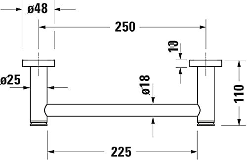 Duravit D-Code Barre d'appui ou porte-serviette chromée longueur 25 cm pour baignoire