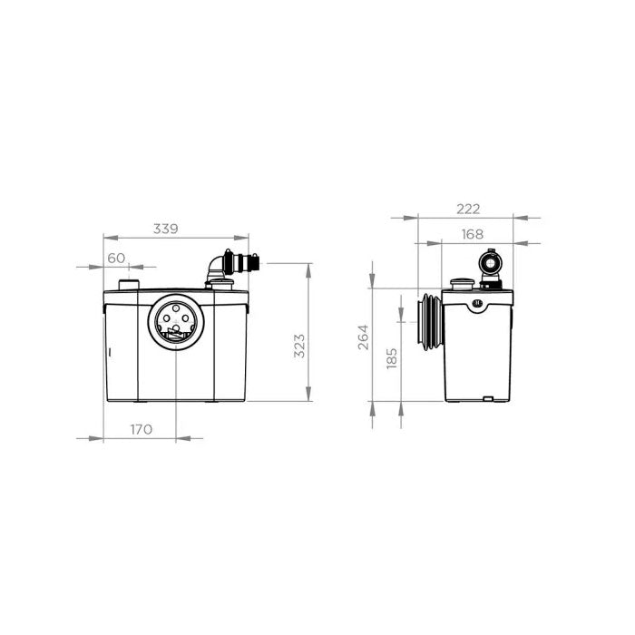 Broyeur Sanibroyeur Pro Up Silence SFA pour WC, adaptable, avec moteur silencieux et design compact, visible en image.