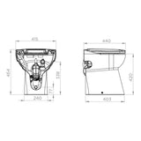 Cuvette WC compacte Sanicompact 43 Eco+ avec broyeur intégré de la marque SFA, vue de face avec détails du broyeur.
