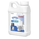 Bidon de 5 litres de détartrant SFA pour sanibroyeur, contenant liquide détartrant dans un flacon.