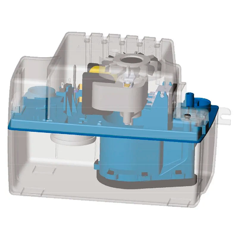 Pompe de relevage de condensats Sanicondens Eco par SFA, appareil compact pour évacuation de condensats gaz, vue en image.