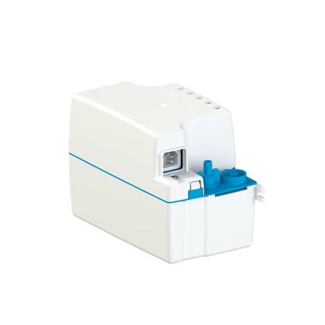 Pompe de relevage Sanicondens Pro de SFA pour condensats de gaz, appareil compact avec tuyaux de connexion visibles.