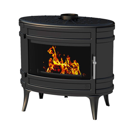 Invicta Poêle à bois fonte Mandor anthracite flamme verte (65 à 145m²) - 12kw - Mister PRO