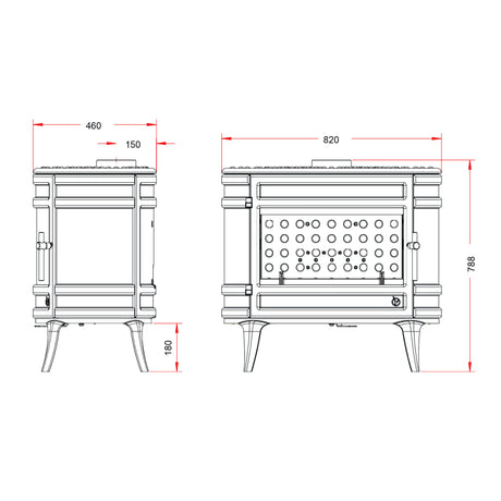 Invicta Poêle à bois fonte Mandor anthracite flamme verte (65 à 145m²) - 12kw - Mister PRO