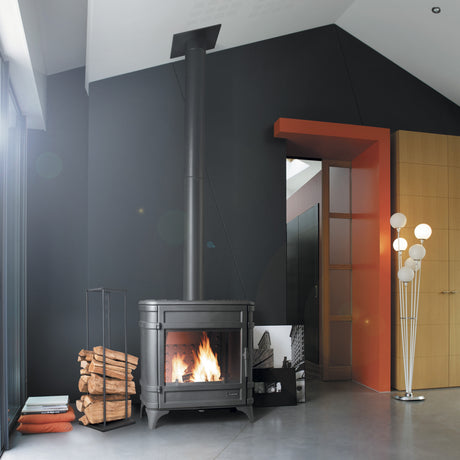 Invicta Poêle à bois fonte Siam anthracite flamme verte raccordable (65 à 145m²) - 12kw - Mister PRO