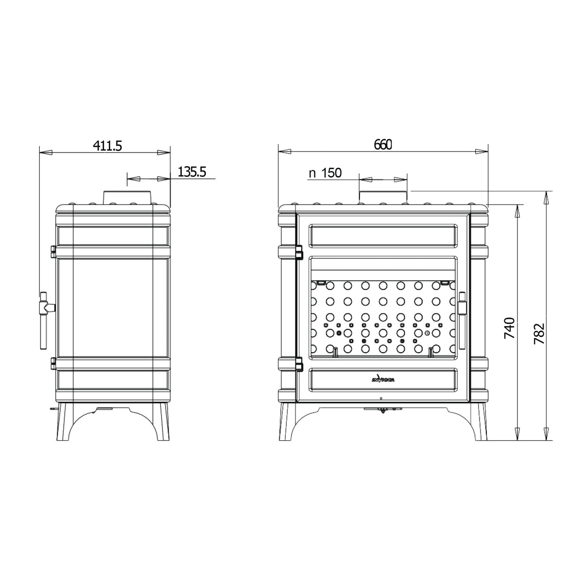 Invicta Poêle à bois fonte Siam anthracite flamme verte raccordable (65 à 145m²) - 12kw - Mister PRO