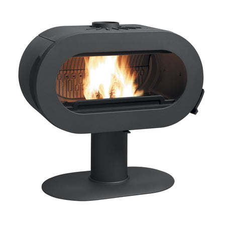 Invicta Poêle à bois fonte Fifty Plus sur pied anthracite flamme verte (55 à 120m²) - 10kw - Mister PRO