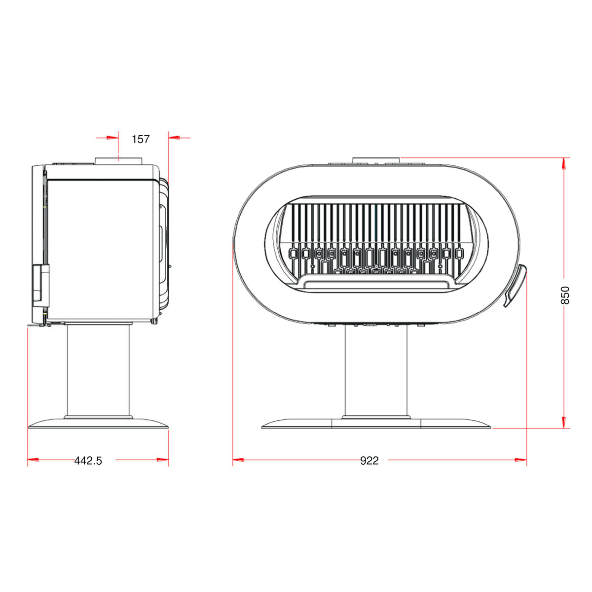 Invicta Poêle à bois fonte Fifty Plus sur pied anthracite flamme verte (55 à 120m²) - 10kw - Mister PRO